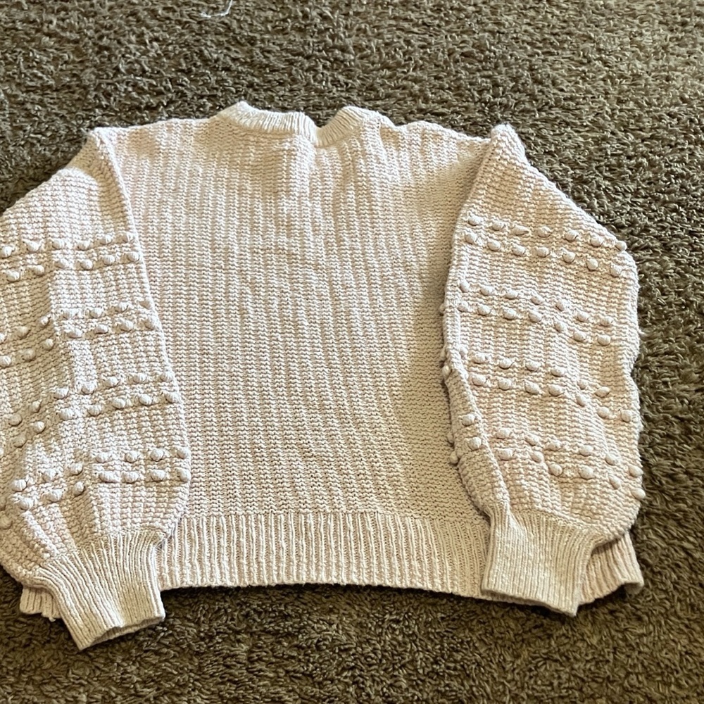 Madewell Blush Bobble Sleeve Pullover Sweater Sz M - Picture 6 of 8